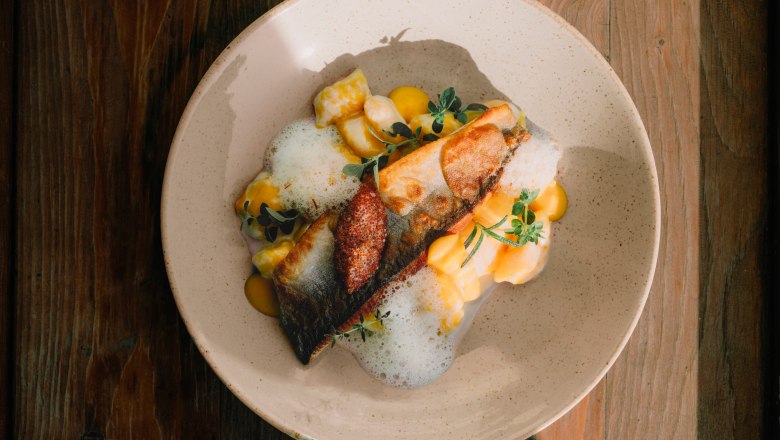 Saiblingsfilet, Erdäpfel-Safrannockerl, © Niederösterreich Werbung/Julius Hirtzberger Saiblingsfilet, Erdäpfel-Safrannockerl, © Niederösterreich Werbung/Julius Hirtzberger
