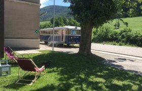 Deckchairs in front of the luggage cart, &copy; M. Schorn