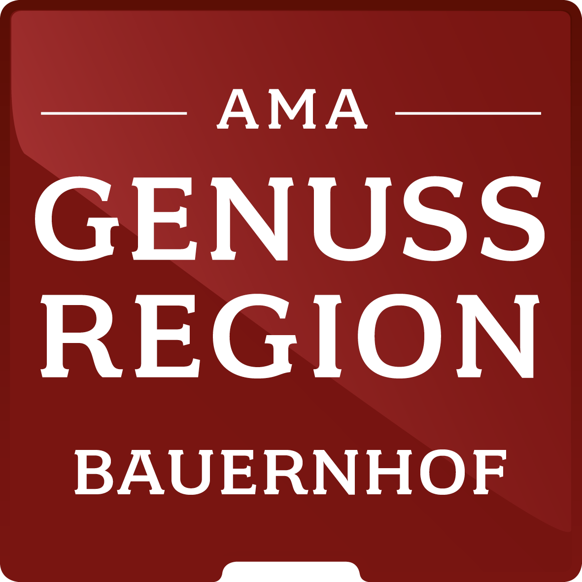 Logo regionu AMA Genussregion s nápisem "Bauernhof".