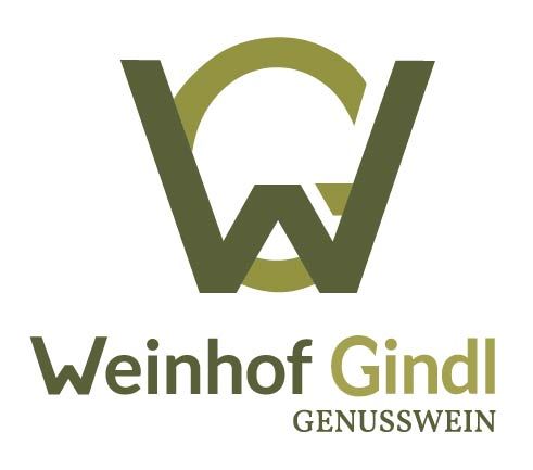 Logo společnosti Weinhof Gindl se stylizovaným "WG" a nápisem "Weinhof Gindl Genusswein".