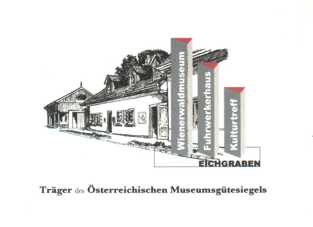 Ilustrace budovy s nápisy Wienerwaldmuseum, Fuhrwerkerhaus a Kulturtreff.