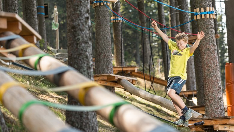 Balancing course on the swing path, © Erlebnisalm Mönichkirchen, Martin Fülöp