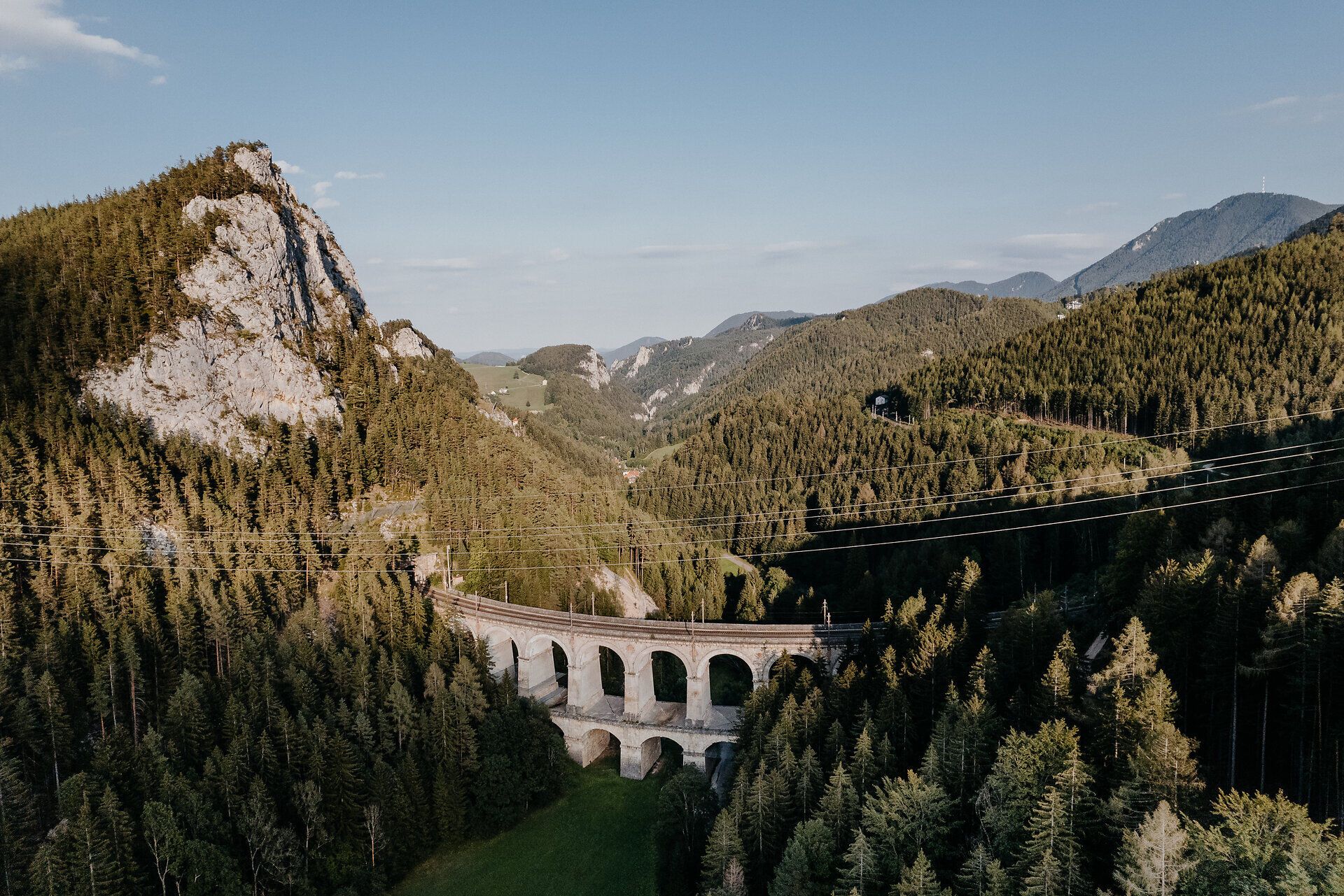 Pohled na železniční viadukt v Semmeringu