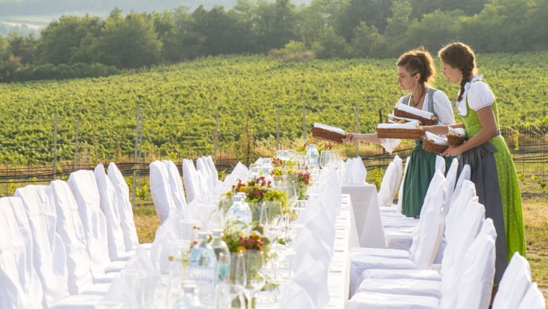 Ke stolu ve vinohradu, © Weinviertel Tourismus/ Blaha