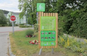 Markt Piesting bike start board, © ©Wiener Alpen