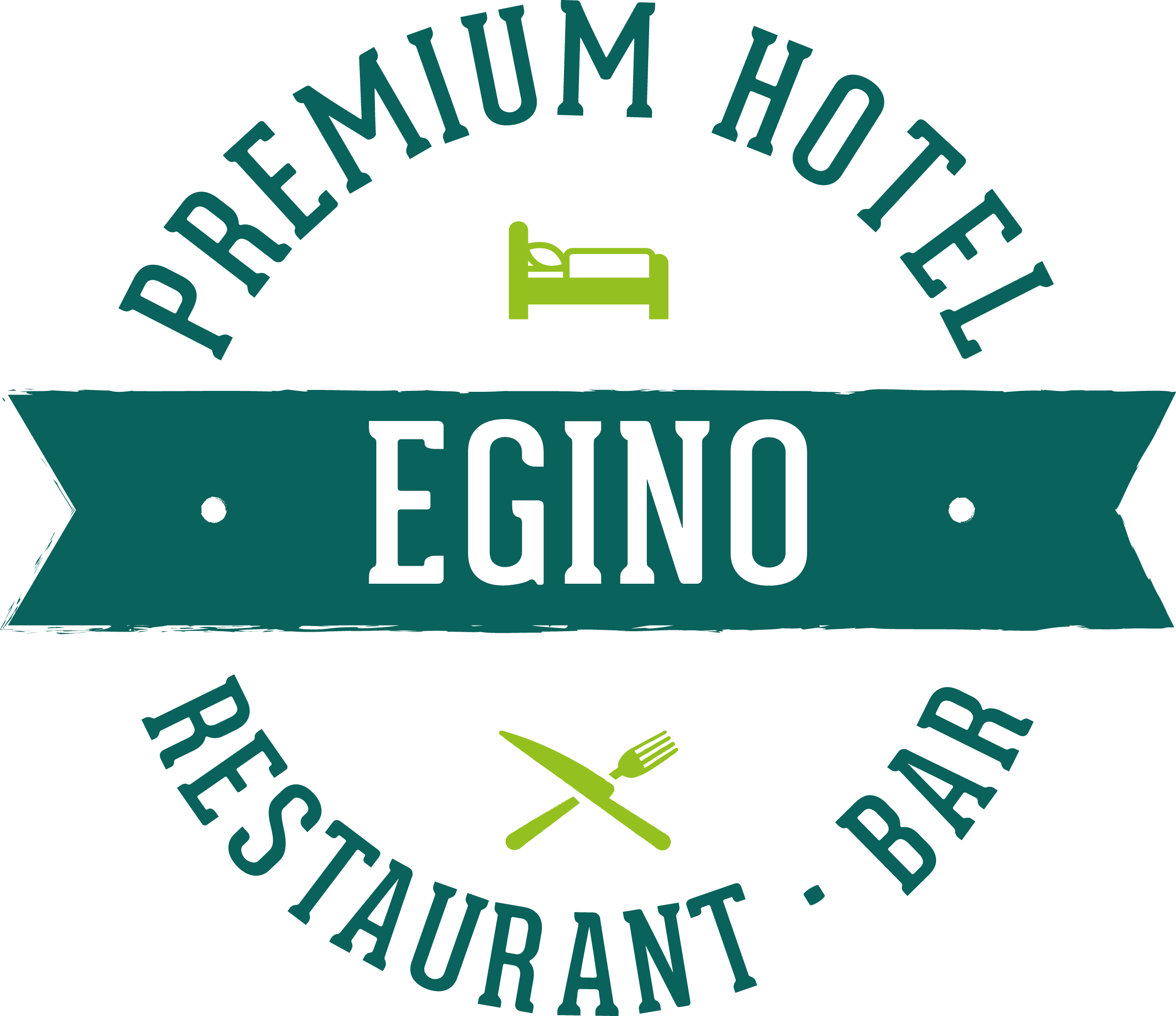 Logo hotelu EGINO Premium s restaurací a barem.