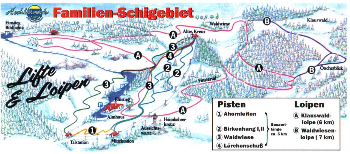 Mapa sjezdovek a běžeckých tratí