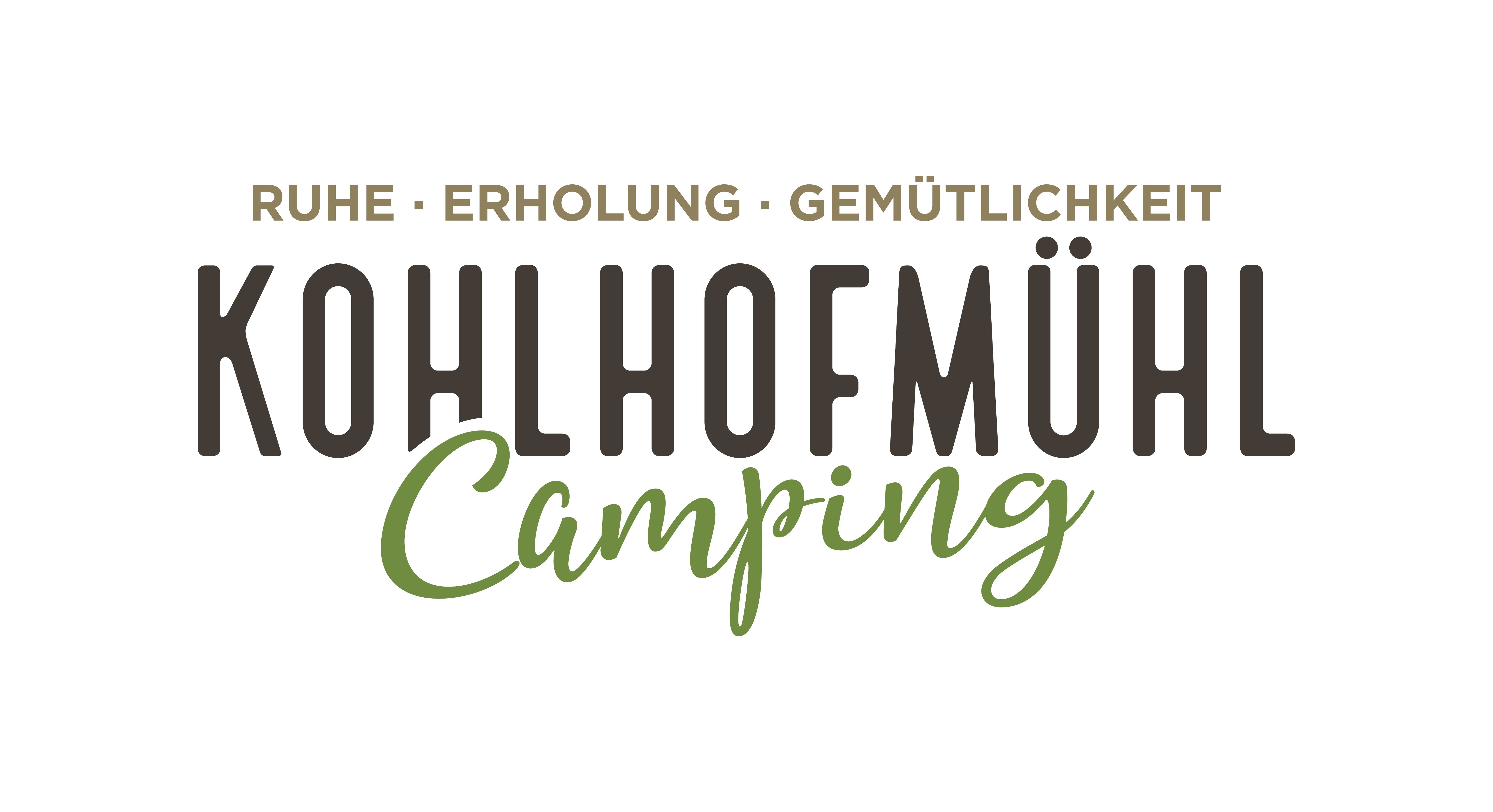 Logo kempu Kohlhofmühl se slovy klid, relaxace, pohoda.