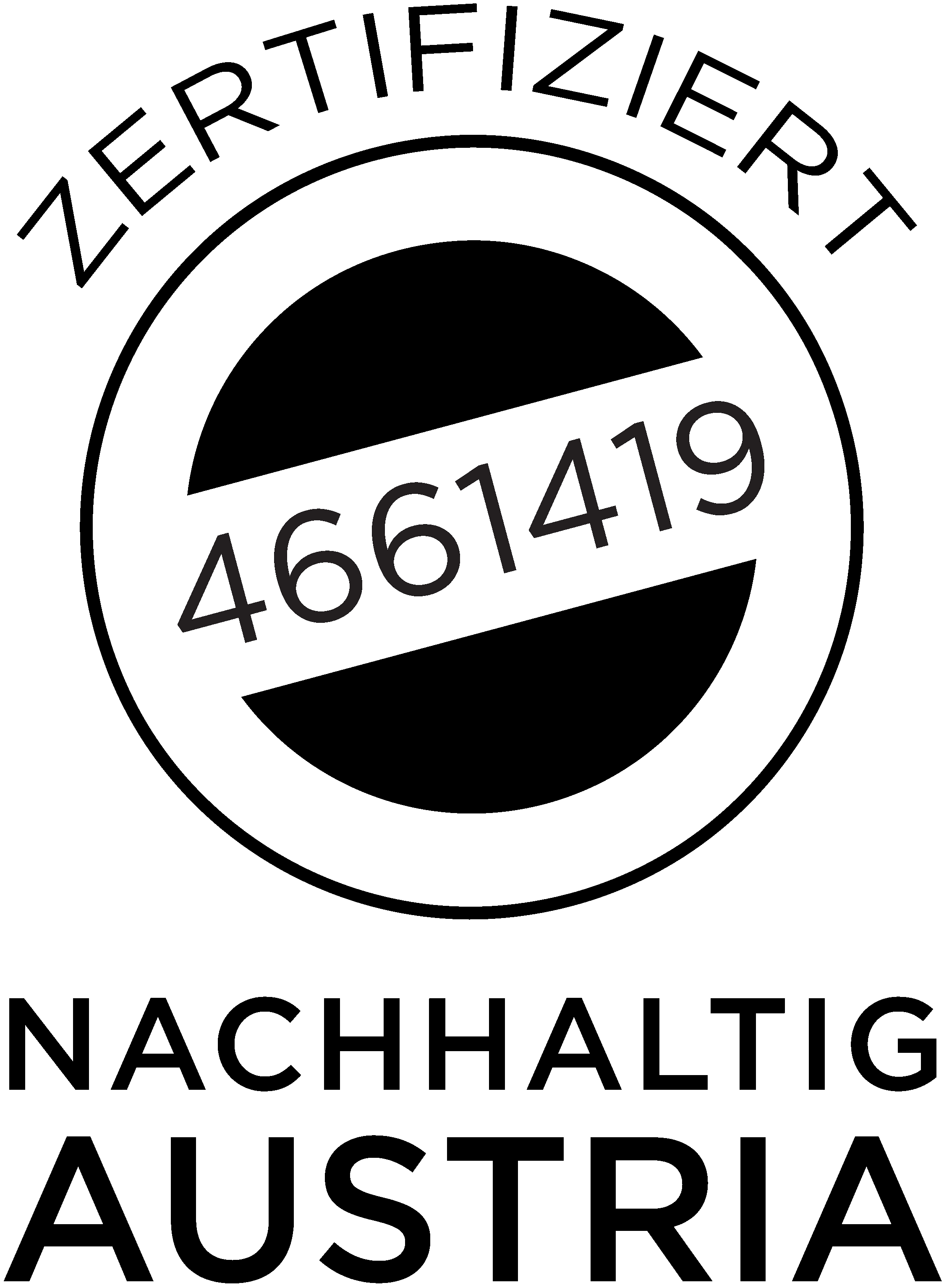 Logo pečeti Nachhaltig Austria se zeleným listem a nápisem.