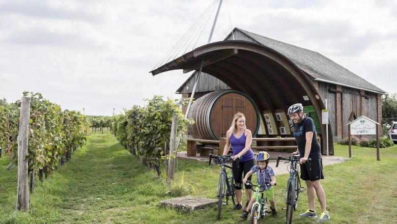 Familie Radfahrer  Erlebnisweingartl Hohenruppersdprf WTG Herbst 1, &copy; Weinviertel Tourismus GmbH / Herbst
