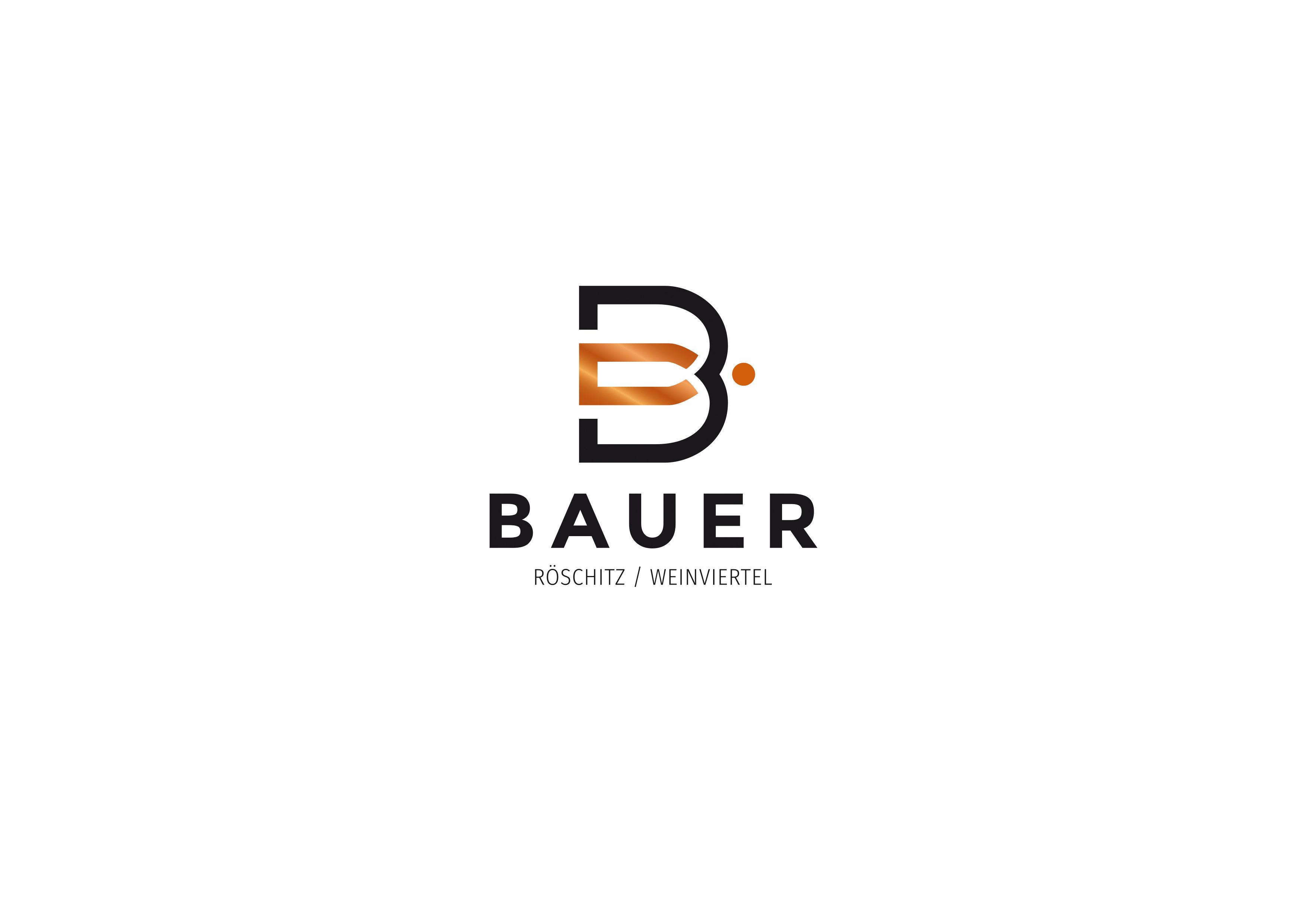 Logo Bauer se stylizovaným písmenem B a textem "Röschitz / Weinviertel".